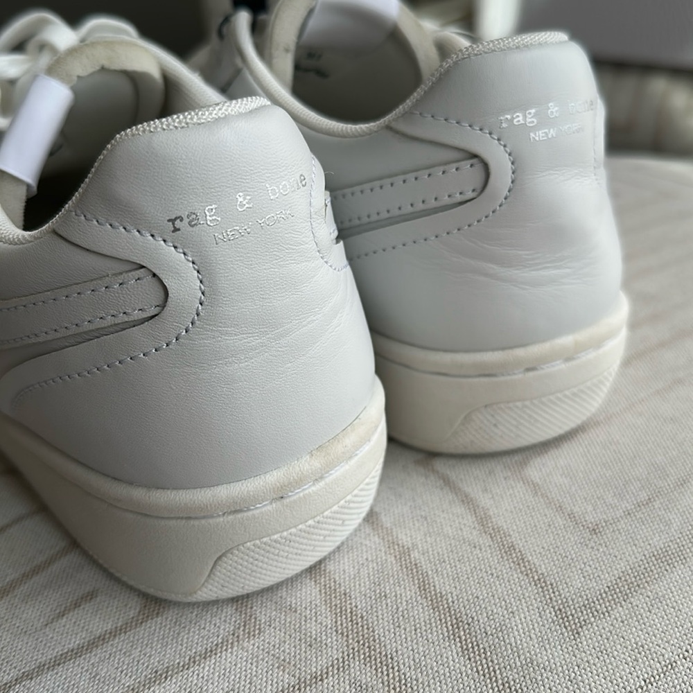 rag & bone Women's Retro Court Leather Sneaker White Platform Lace-Up - Picture 13 of 13